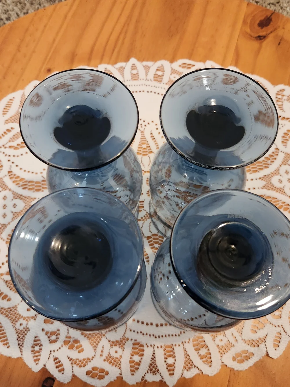 SET OF 4 Pfaltzgraff Yorktowne 8oz Smoky Blue Etched Goblets